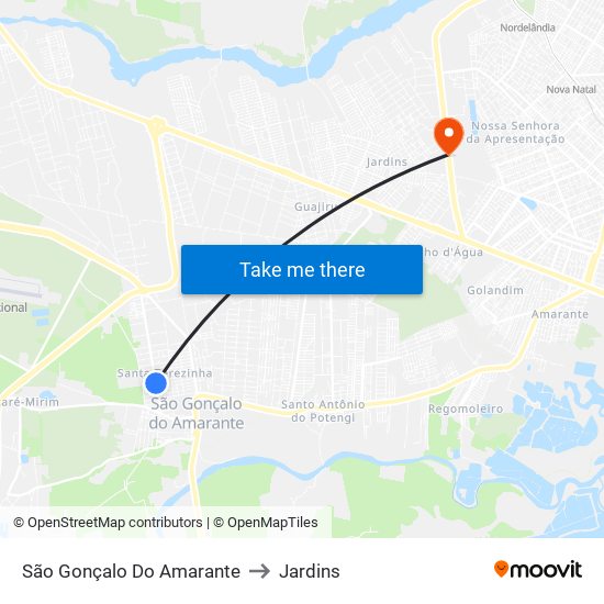 São Gonçalo Do Amarante to Jardins map