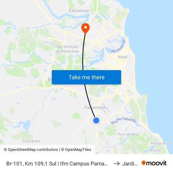 Br-101, Km 109,1 Sul | Ifrn Campus Parnamirim to Jardins map