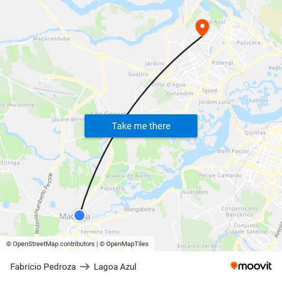 Fabrício Pedroza to Lagoa Azul map