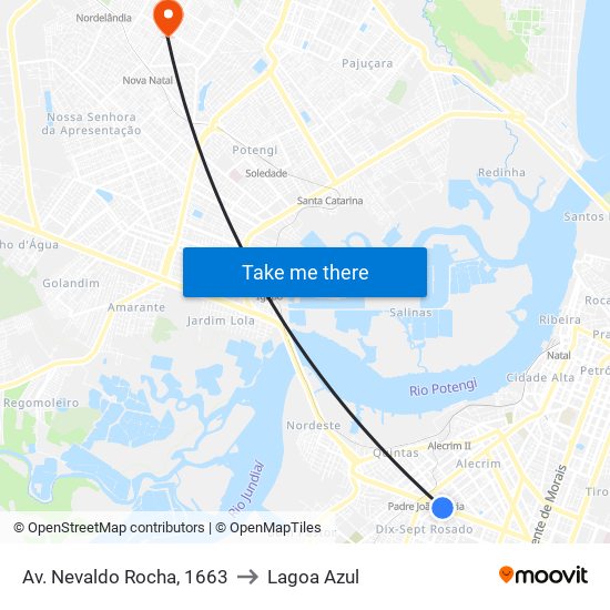 Av. Nevaldo Rocha, 1663 to Lagoa Azul map
