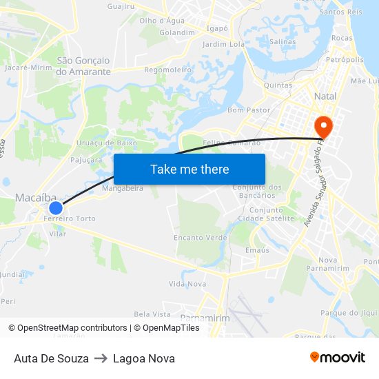 Auta De Souza to Lagoa Nova map