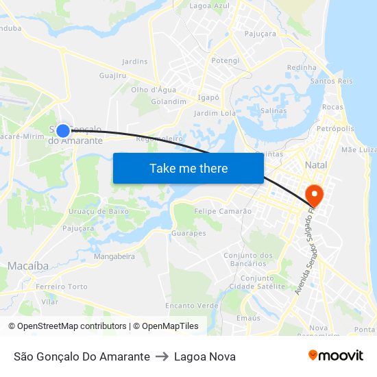 São Gonçalo Do Amarante to Lagoa Nova map