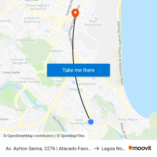 Av. Ayrton Senna, 2276 | Atacado Favorito to Lagoa Nova map