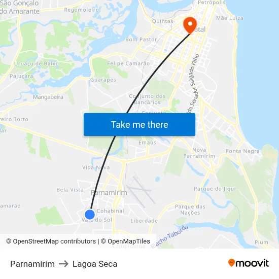 Parnamirim to Lagoa Seca map
