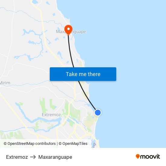 Extremoz to Maxaranguape map