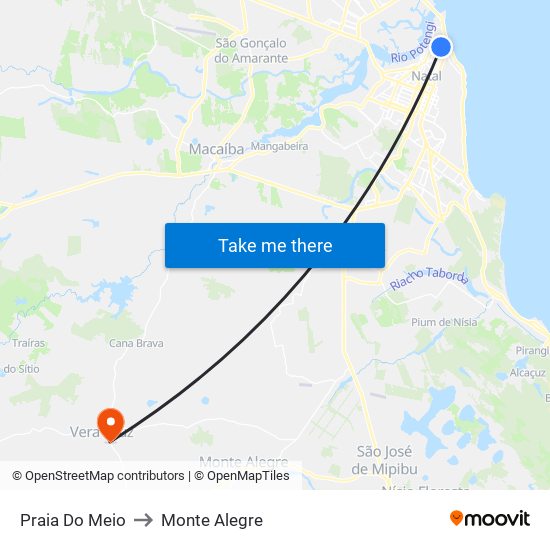 Praia Do Meio to Monte Alegre map