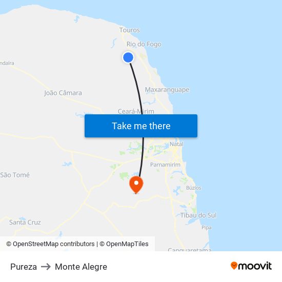 Pureza to Monte Alegre map