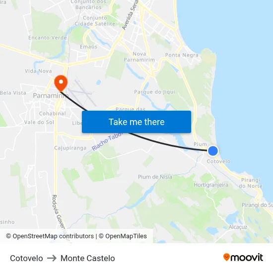 Cotovelo to Monte Castelo map