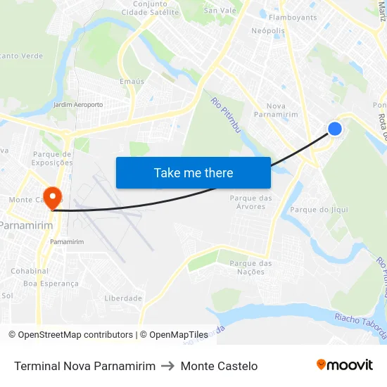 Terminal Nova Parnamirim to Monte Castelo map