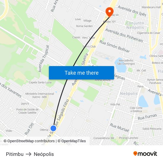Pitimbu to Neópolis map