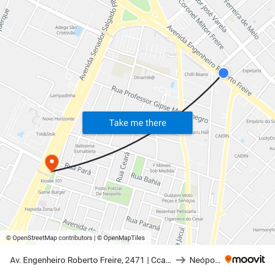 Av. Engenheiro Roberto Freire, 2471 | Ccab Sul to Neópolis map