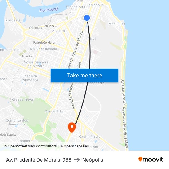 Av. Prudente De Morais, 938 to Neópolis map