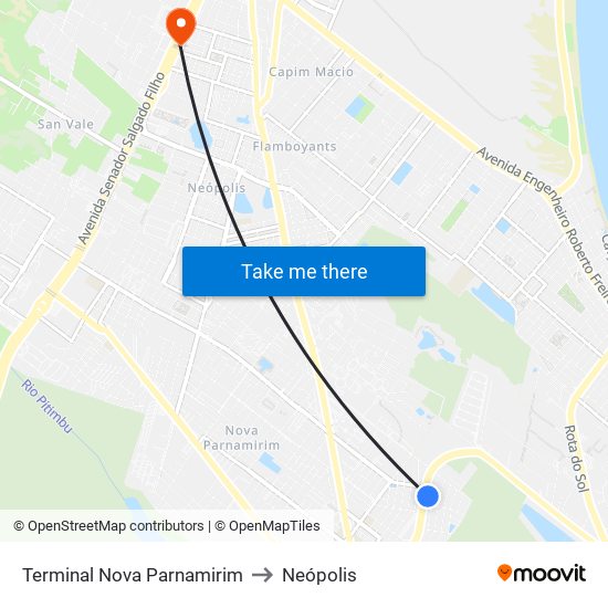 Terminal Nova Parnamirim to Neópolis map