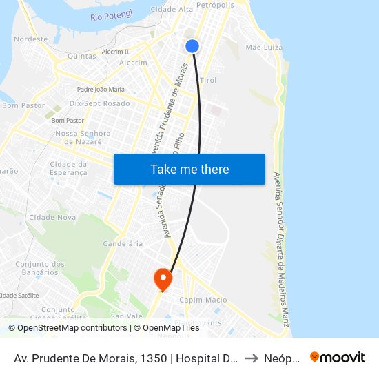 Av. Prudente De Morais, 1350 | Hospital Da Polícia to Neópolis map