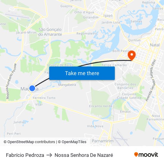 Fabrício Pedroza to Nossa Senhora De Nazaré map