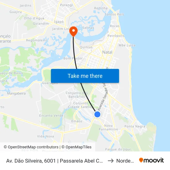 Av. Dão Silveira, 6001 | Passarela Abel Cabral to Nordeste map