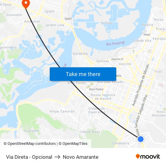 Via Direta - Opcional to Novo Amarante map