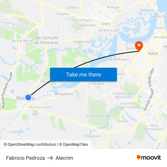 Fabrício Pedroza to Alecrim map