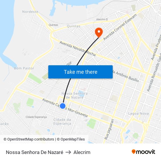 Nossa Senhora De Nazaré to Alecrim map