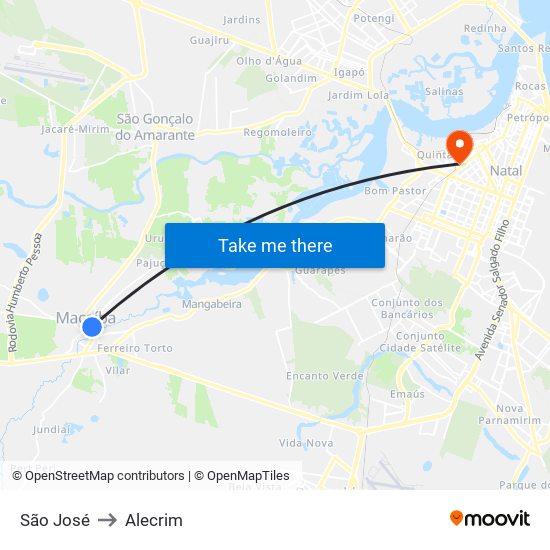 São José to Alecrim map