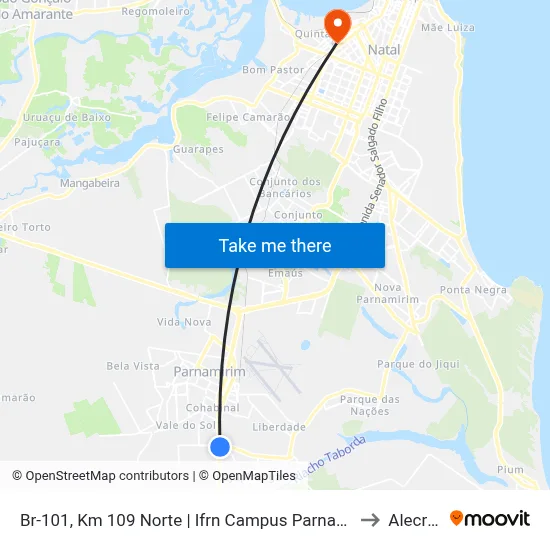 Br-101, Km 109 Norte | Ifrn Campus Parnamirim to Alecrim map