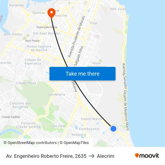 Av. Engenheiro Roberto Freire, 2635 to Alecrim map