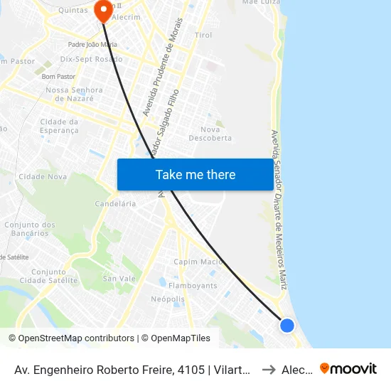 Av. Engenheiro Roberto Freire, 4105 | Vilarte Ponta Negra to Alecrim map