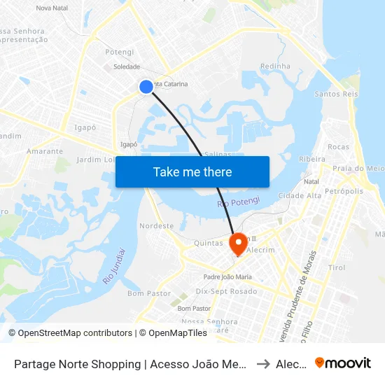Partage Norte Shopping | Acesso João Medeiros Filho to Alecrim map
