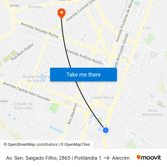 Av. Sen. Salgado Filho, 2865 | Potilândia 1 to Alecrim map