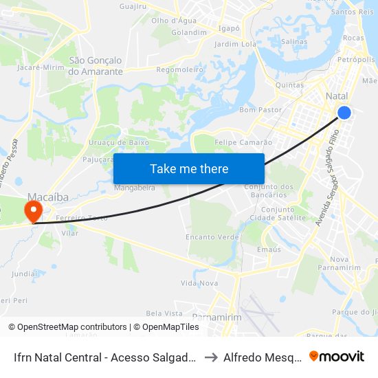 Ifrn Natal Central - Acesso Salgado Filho to Alfredo Mesquita map