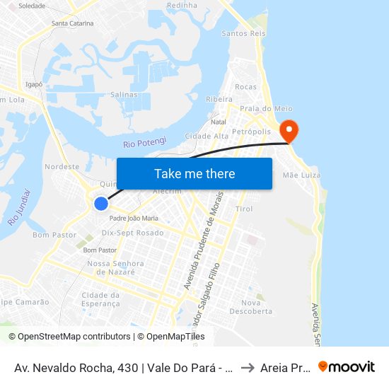 Av. Nevaldo Rocha, 430 | Vale Do Pará - Loja 01 to Areia Preta map