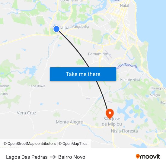 Lagoa Das Pedras to Bairro Novo map