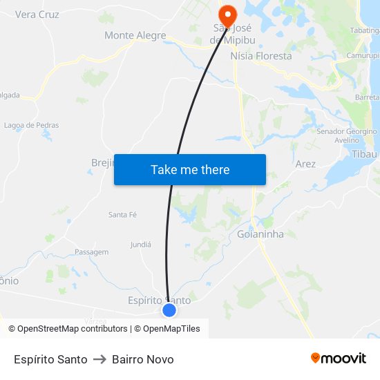 Espírito Santo to Bairro Novo map