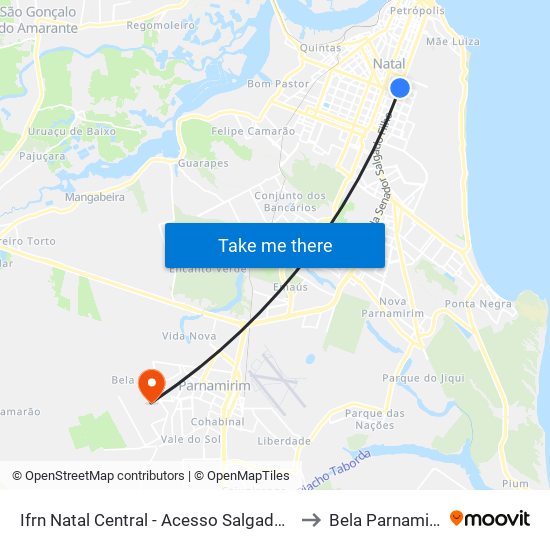 Ifrn Natal Central - Acesso Salgado Filho to Bela Parnamirim map