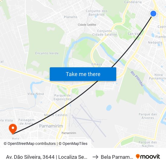 Av. Dão Silveira, 3644 | Localiza Seminovos to Bela Parnamirim map