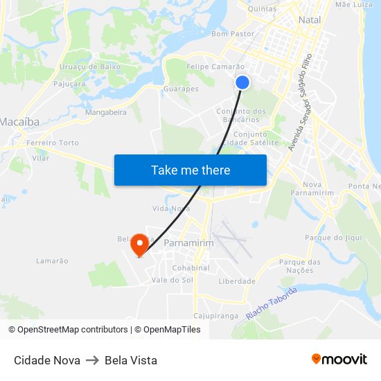 Cidade Nova to Bela Vista map