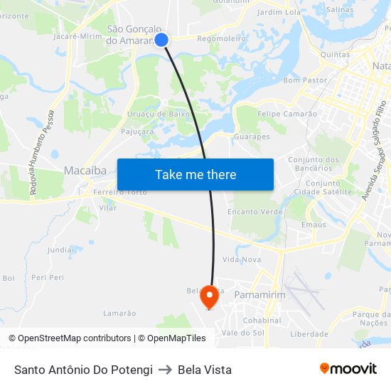Santo Antônio Do Potengi to Bela Vista map