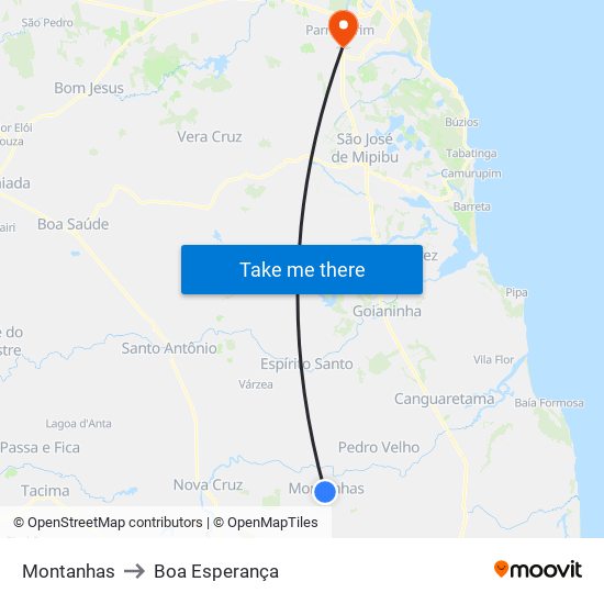 Montanhas to Boa Esperança map