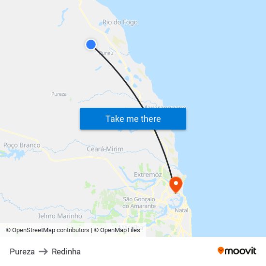 Pureza to Redinha map