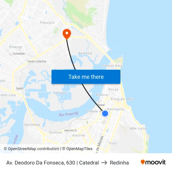Av. Deodoro Da Fonseca, 630 | Catedral to Redinha map