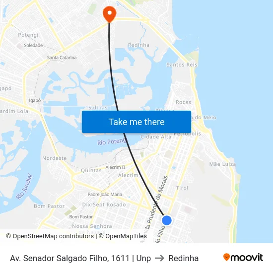 Av. Senador Salgado Filho, 1611 | Unp to Redinha map