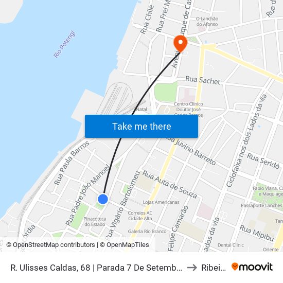 R. Ulisses Caldas, 68 | Parada 7 De Setembro to Ribeira map