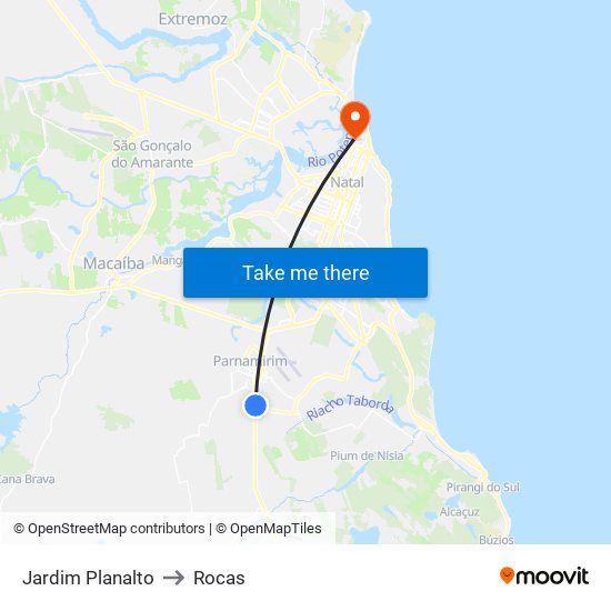Jardim Planalto to Rocas map