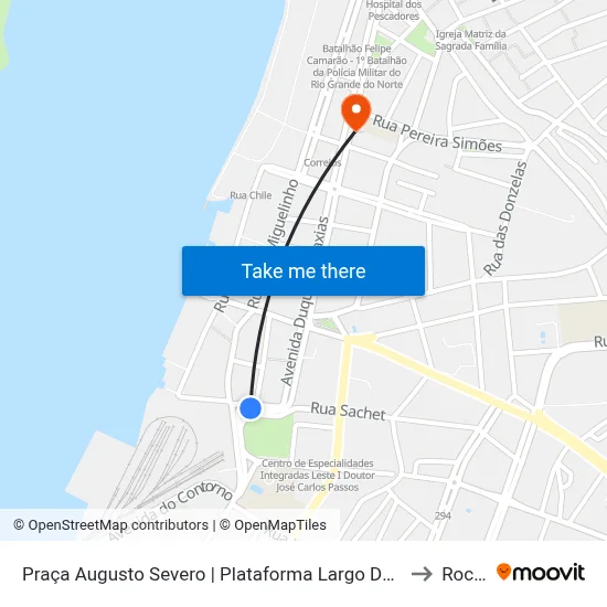Praça Augusto Severo | Plataforma Largo Do Teatro to Rocas map