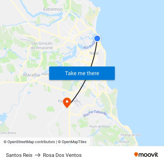 Santos Reis to Rosa Dos Ventos map