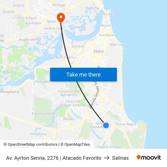 Av. Ayrton Senna, 2276 | Atacado Favorito to Salinas map