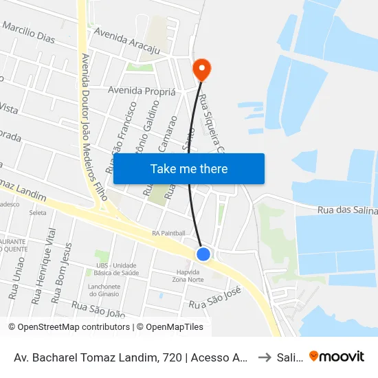 Av. Bacharel Tomaz Landim, 720 | Acesso Ao Cemitério De Igapó to Salinas map