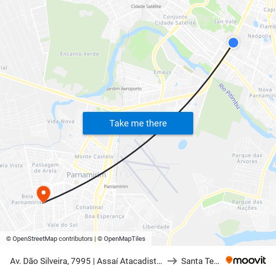 Av. Dão Silveira, 7995 | Assaí Atacadista Zona Sul to Santa Teresa map