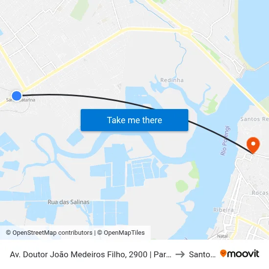 Av. Doutor João Medeiros Filho, 2900 | Parada Certa Espetos E Caldos to Santos Reis map