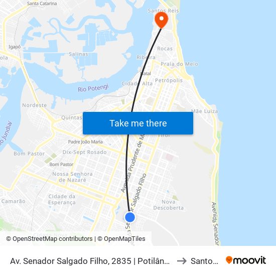 Av. Senador Salgado Filho, 2835 | Potilândia 2 - Intermunicipal to Santos Reis map